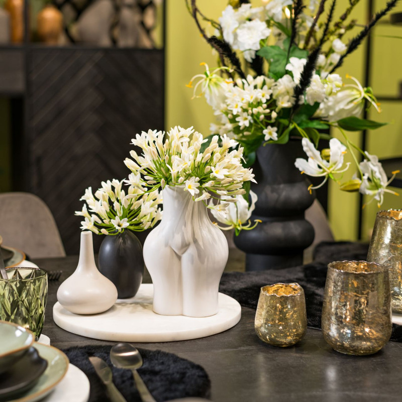 Lot de 3 Mini Vases déco modernes Ovale Bouteille Goutte Céramique Noir Fayen - 3