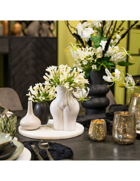 Lot de 3 Mini Vases déco modernes Ovale Bouteille Goutte Céramique Noir Fayen - 3