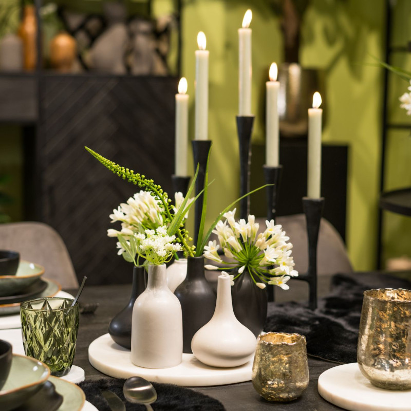 Lot de 3 Mini Vases déco modernes Ovale Bouteille Goutte Céramique Gris ivoire Fayen - 3