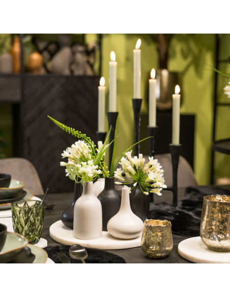 Lot de 3 Mini Vases déco modernes Ovale Bouteille Goutte Céramique Gris ivoire Fayen - 3