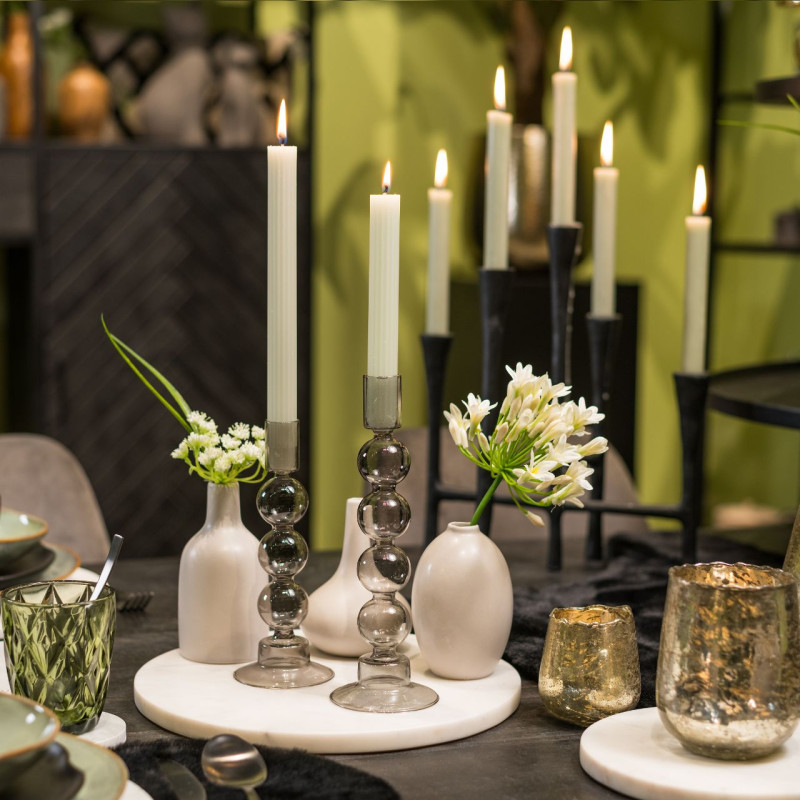 Lot de 3 Mini Vases déco modernes Ovale Bouteille Goutte Céramique Gris ivoire Fayen - 4