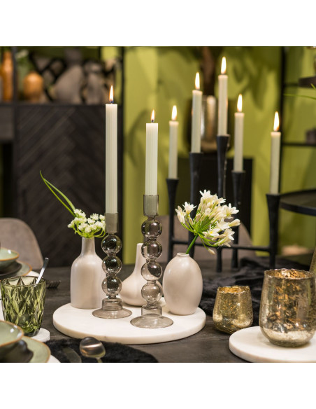 Lot de 3 Mini Vases déco modernes Ovale Bouteille Goutte Céramique Gris ivoire Fayen - 4