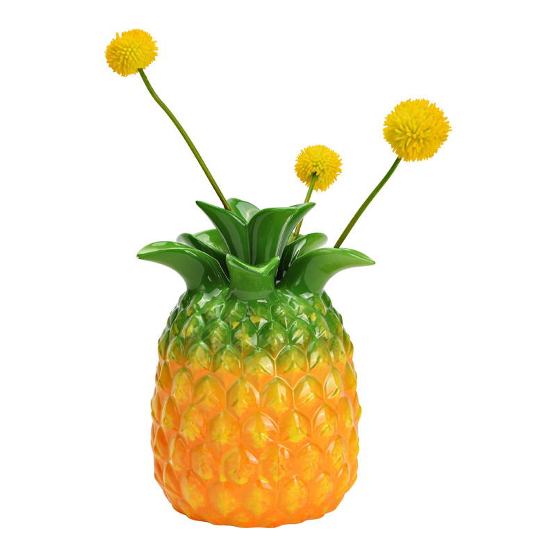Vase original Ananas Hauteur 21 cm Céramique Jaune Vert Abacaxi - 2