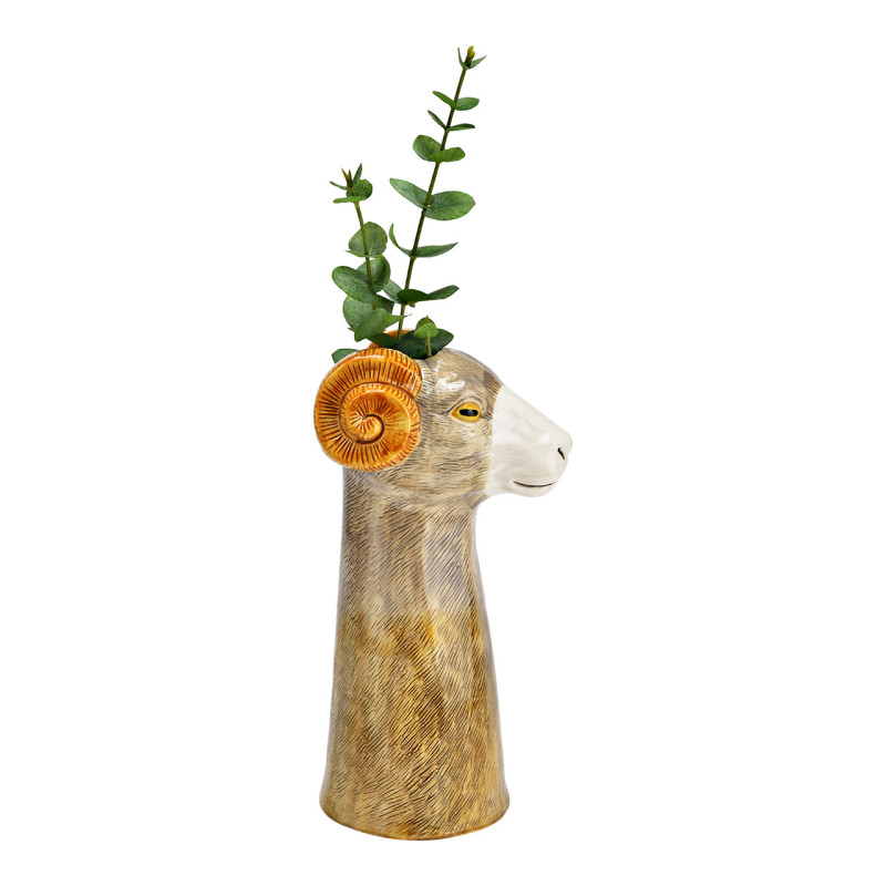 Vase original Tête de bélier Hauteur 30 cm Céramique Marron Rami - 2