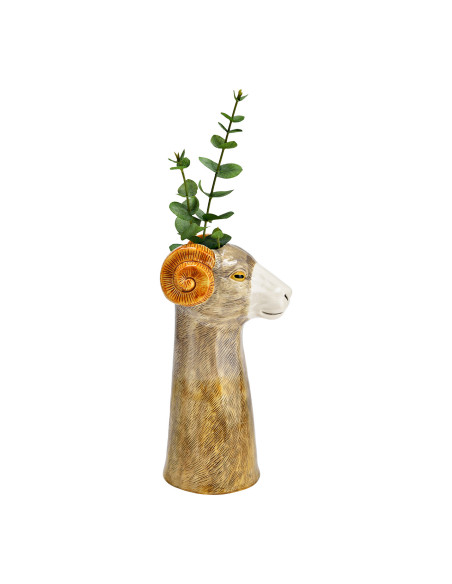 Vase original Tête de bélier Hauteur 30 cm Céramique Marron Rami - 2