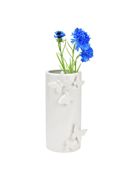 Vase moderne Papillon Cylindrique Hauteur 22 cm Céramique Blanc Amorin - 2