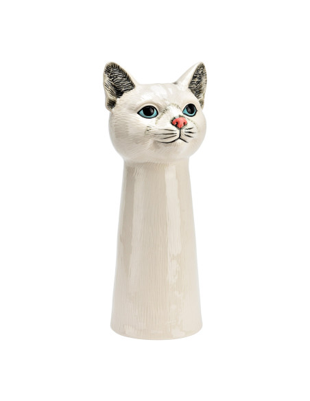 Vase original Tête de chat Hauteur 28 cm Céramique Blanc Caty - 1