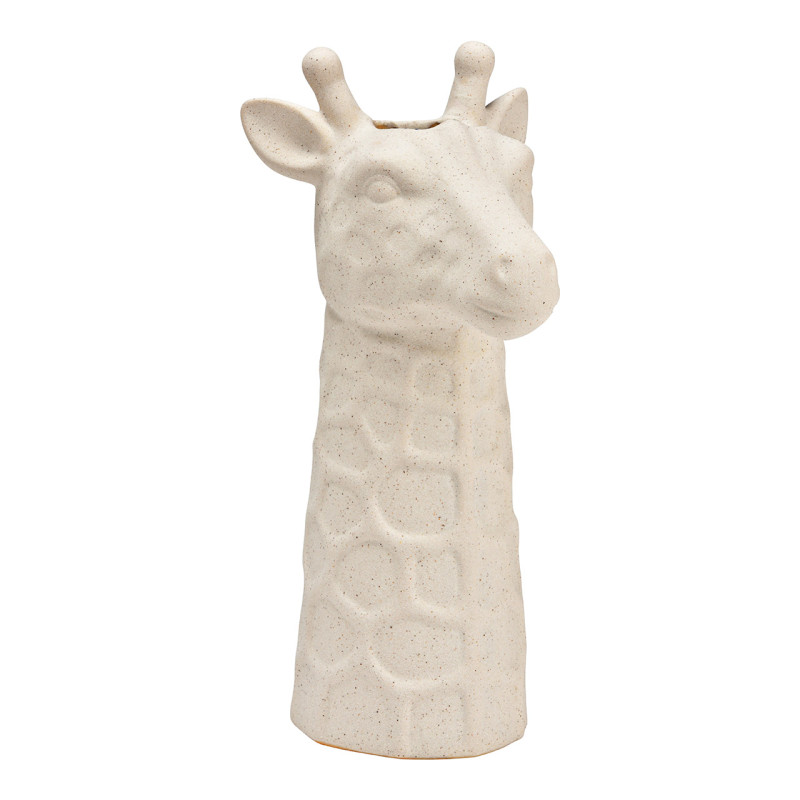 Vase original Tête de girafe Hauteur 26 cm Céramique Blanc sable Rylik - 1