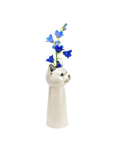 Vase original Tête de chat Hauteur 28 cm Céramique Blanc Caty - 1 2