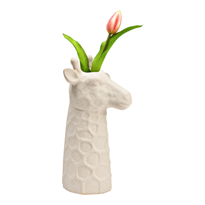 Vase original Tête de girafe Hauteur 26 cm Céramique Blanc sable Rylik - 2