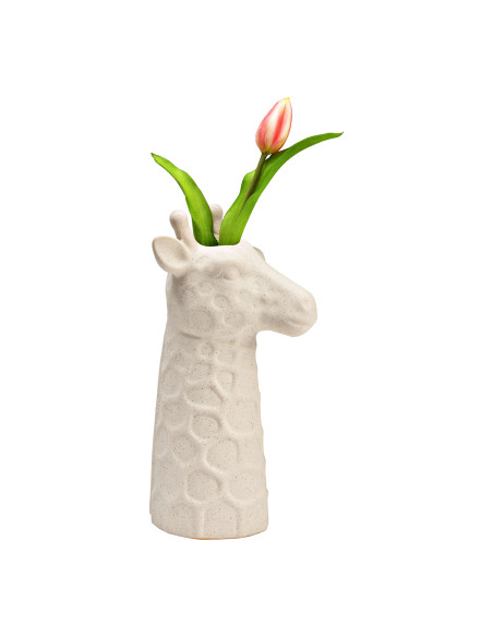 Vase original Tête de girafe Hauteur 26 cm Céramique Blanc sable Rylik - 2