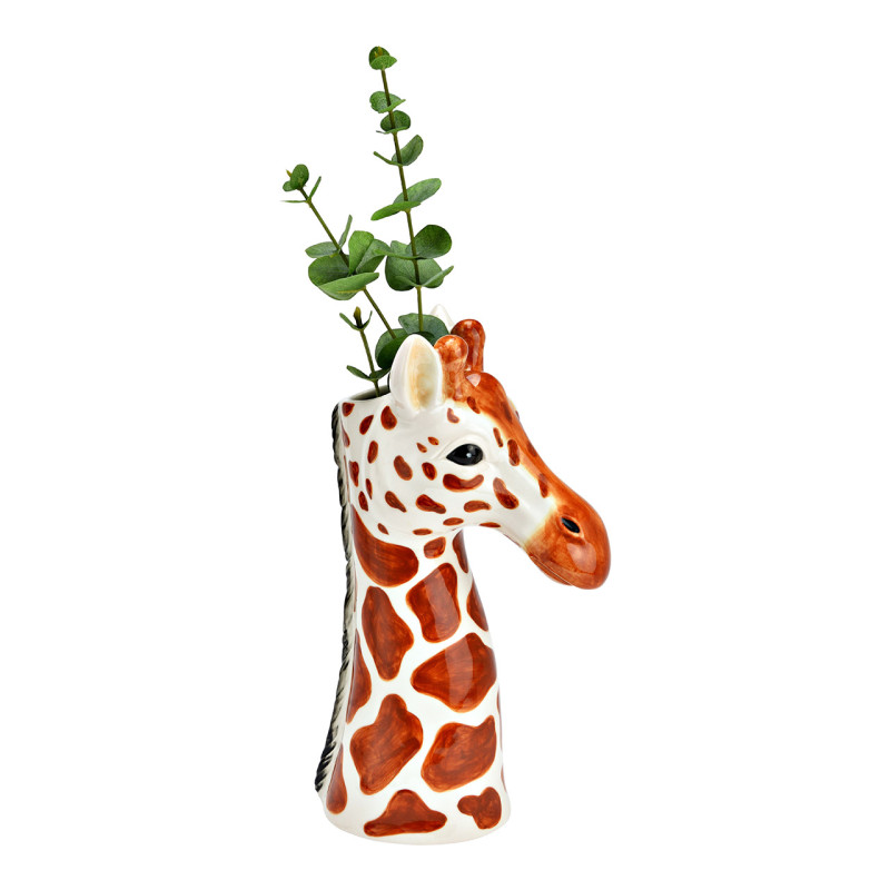 Vase original Tête de girafe Hauteur 30 cm Céramique Marron Beige Savel - 2