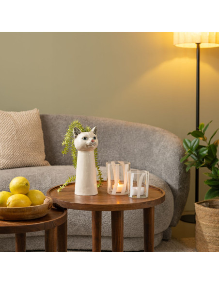 Vase original Tête de chat Hauteur 28 cm Céramique Blanc Caty - 3