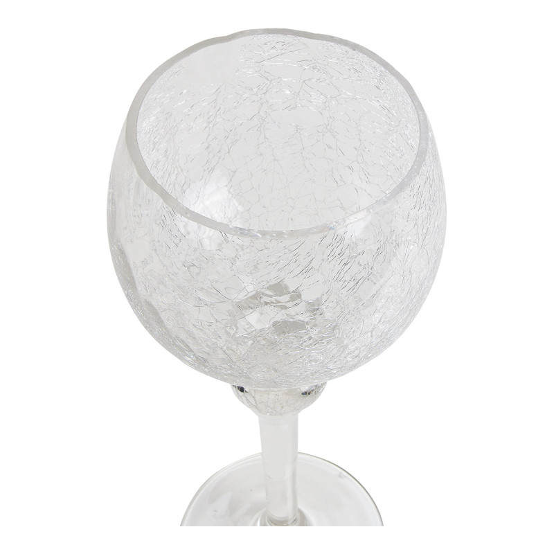 Grand Photophore sur pied Calice Verre Transparent Craquelé Kovan (Lot de 3) - 2