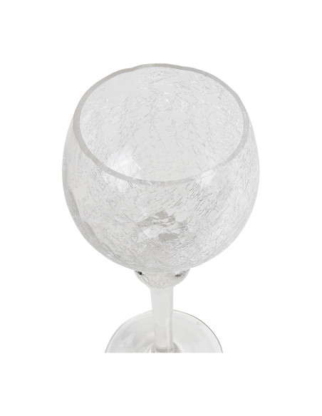 Grand Photophore sur pied Calice Verre Transparent Craquelé Kovan (Lot de 3) - 2