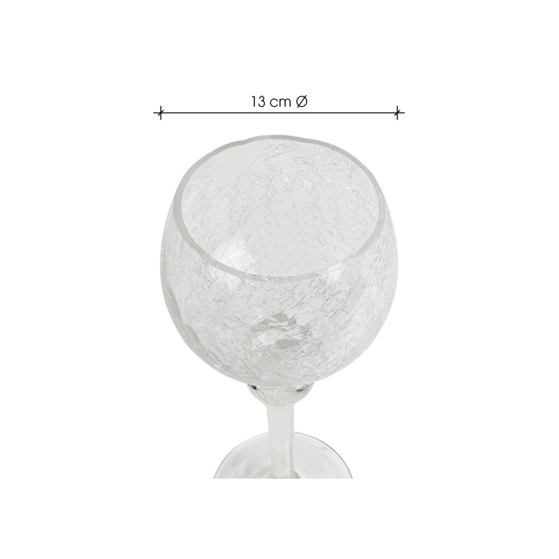 Grand Photophore sur pied Calice Verre Transparent Craquelé Kovan (Lot de 3) - 3