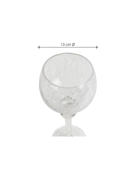 Grand Photophore sur pied Calice Verre Transparent Craquelé Kovan (Lot de 3) - 3