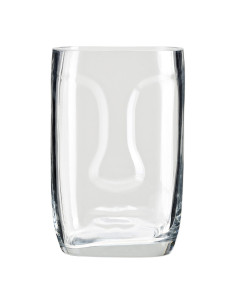 Vase Visage abstrait Rectangulaire Hauteur 20 cm Verre Transparent Facino - 1