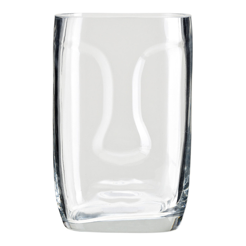 Vase Visage abstrait Rectangulaire Hauteur 20 cm Verre Transparent Facino - 1