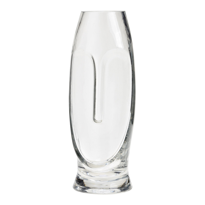 Vase Visage abstrait Cylindrique Hauteur 25 cm Verre Transparent Facino - 1