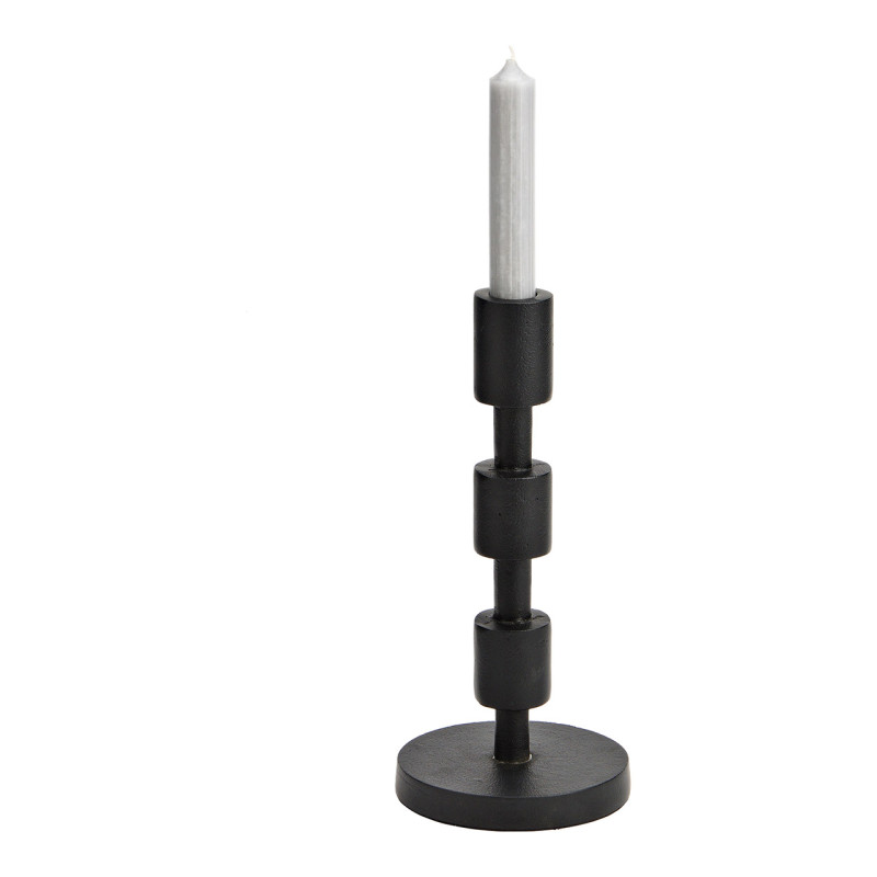 Bougeoir moderne Japandi Hauteur 25 cm Métal Noir Yerol - 1