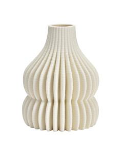 Vase design moderne plissé Hauteur 16 cm Céramique Blanc Orvin - 1