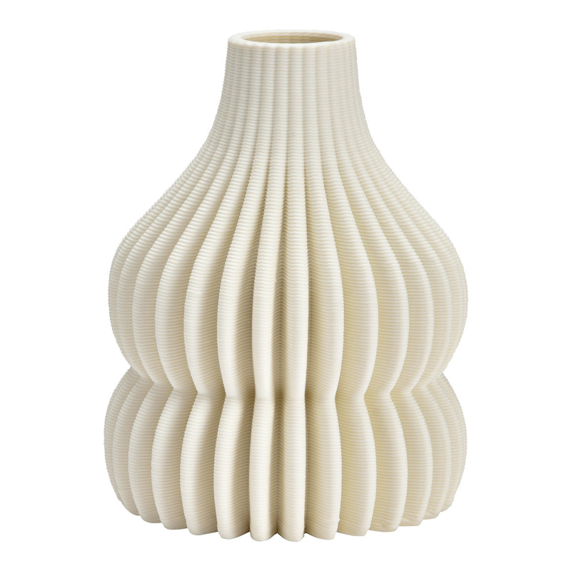 Vase design moderne plissé Hauteur 16 cm Céramique Blanc Orvin - 1