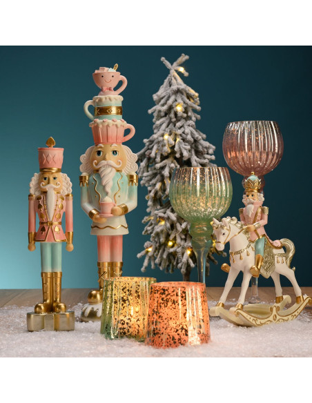 Grand Photophore sur pied Calice Verre Rose Transparent Korin (Lot de 3) - 3