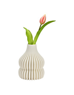 Vase design moderne plissé Hauteur 16 cm Céramique Blanc Orvin - 1 2