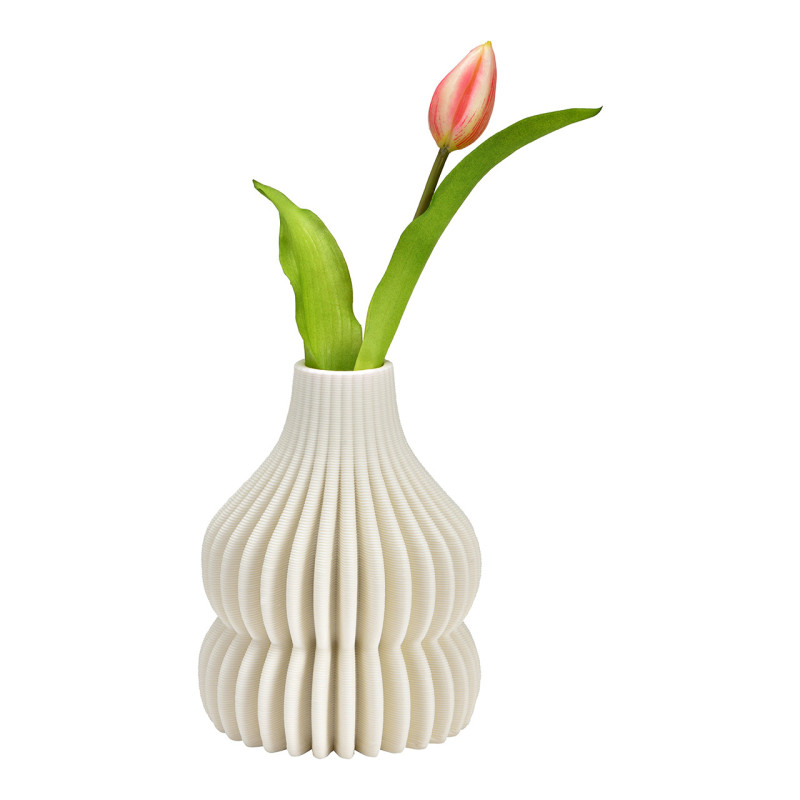 Vase design moderne plissé Hauteur 16 cm Céramique Blanc Orvin - 2