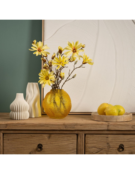 Vase design moderne plissé Hauteur 16 cm Céramique Blanc Orvin - 3