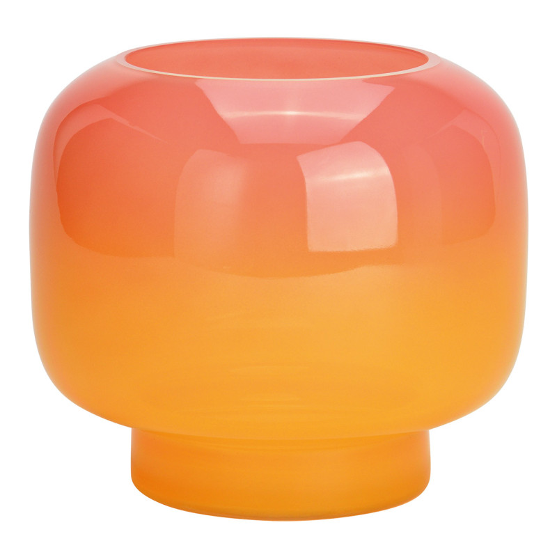 Vase moderne Dégradé Rond Hauteur 14 cm Verre Rose Orange Sarinx - 1