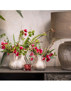 Vase moderne chic 5 goulots Rond Hauteur 21 cm Céramique Blanc Beige Zarel - 1 2