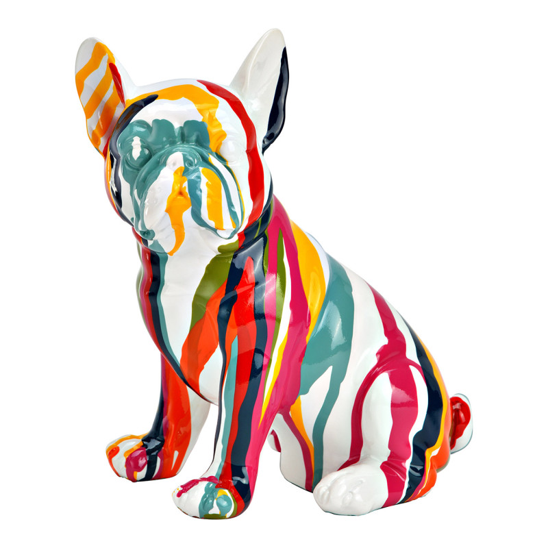 Statuette déco Chien Bouledogue Pop Hauteur 20 cm Résine Multicolore Poppy - 1