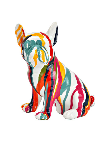 Statuette déco Chien Bouledogue Pop Hauteur 20 cm Résine Multicolore Poppy - 1
