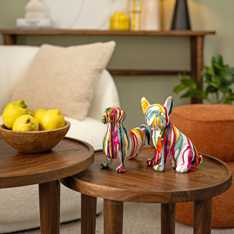 Statuette déco Chien Bouledogue Pop Hauteur 20 cm Résine Multicolore Poppy - 2