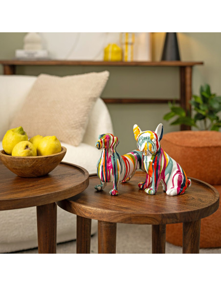 Statuette déco Chien Bouledogue Pop Hauteur 20 cm Résine Multicolore Poppy - 2
