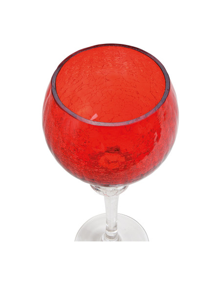 Grand Photophore sur pied Calice Verre Rouge Craquelé Transparent Kovan (Lot de 3) - 2