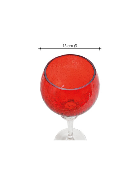Grand Photophore sur pied Calice Verre Rouge Craquelé Transparent Kovan (Lot de 3) - 3