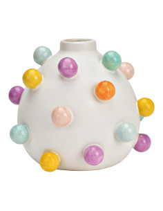 Vase originale déco Boules Rond Hauteur 15 cm Céramique Blanc Maven - 1