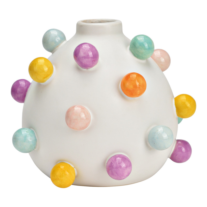 Vase originale déco Boules Rond Hauteur 15 cm Céramique Blanc Maven - 1