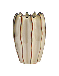 Vase organic chic Cannelé Hauteur 21 cm Céramique Beige Marron Caktuo - 1