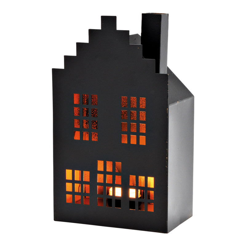 Photophore moderne Maison Hauteur 25 cm Métal Noir Gamir - 1
