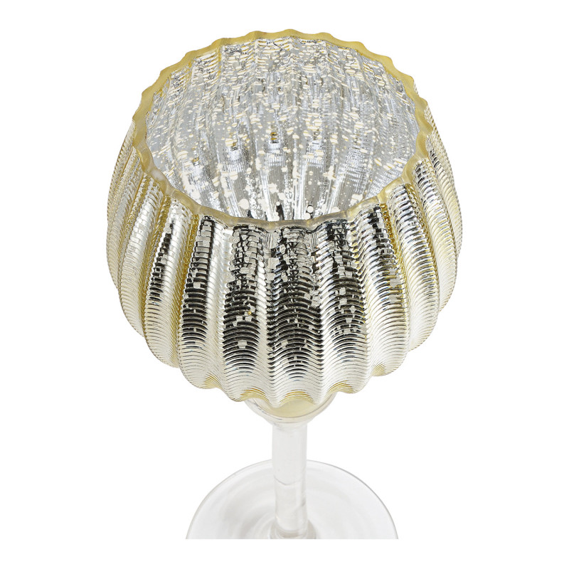 Grand Photophore sur pied Calice Verre Doré Cannelé Transparent Kovan (Lot de 3) - 2