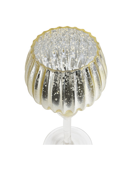 Grand Photophore sur pied Calice Verre Doré Cannelé Transparent Kovan (Lot de 3) - 2