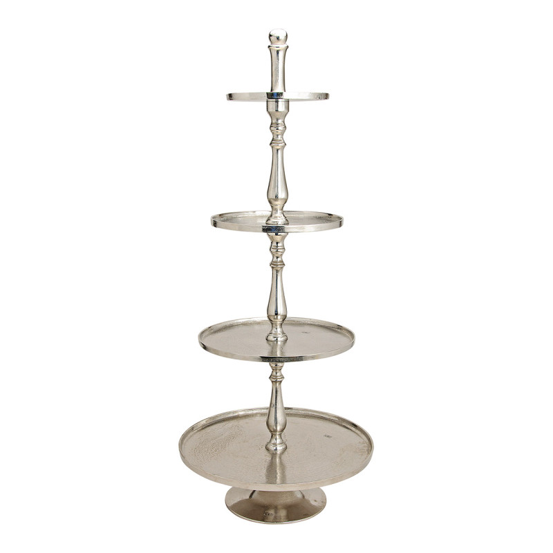 Présentoir 4 étages moderne chic Rond Hauteur 130 cm Métal Argenté Midor - 1