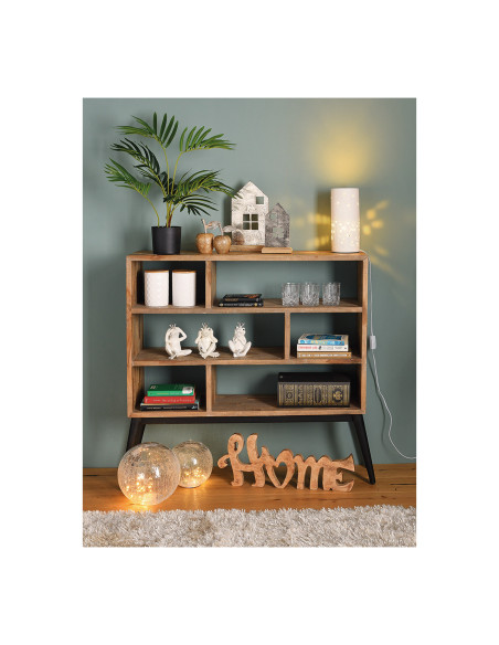 Lampe à poser ajourée Maisons Hauteur 28 cm Porcelaine Blanc Hauser - 2