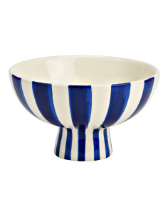 Bol décoratif sur pied Rond 17 cm Céramique Bleu Blanc Rayé Sweetio - 1