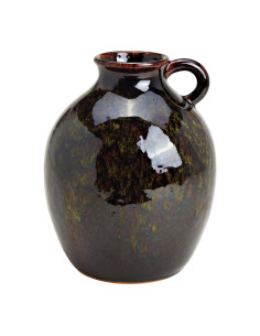 Vase vintage avec anse Amphore Hauteur 24 cm Céramique Marron Vert Talon - 1