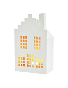 Photophore moderne Maison Hauteur 25 cm Métal Blanc Gamir - 1